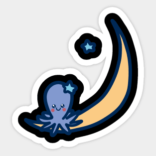 Cute Moon Octopus Sticker